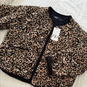 Zara Animal Print Bomber Jacket